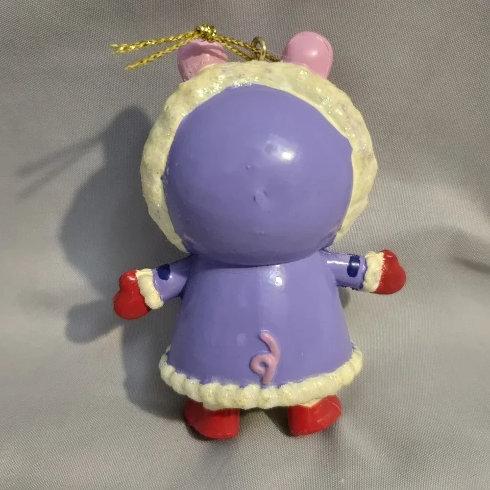 VINTAGE Peppa Pig Christmas Ornament ABD Ent One UK Purple Winter Coat RARE 2003
